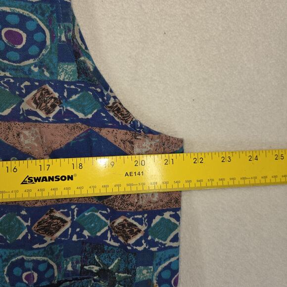 Vintage Chicos Womens Vest XL 2 Blue Pockets Business Western Cowgirl Aztec - Picture 4 of 13